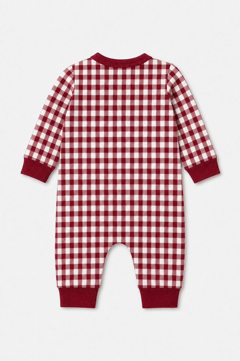 Burgundy Gingham Check 2-Piece Romper Set view 2