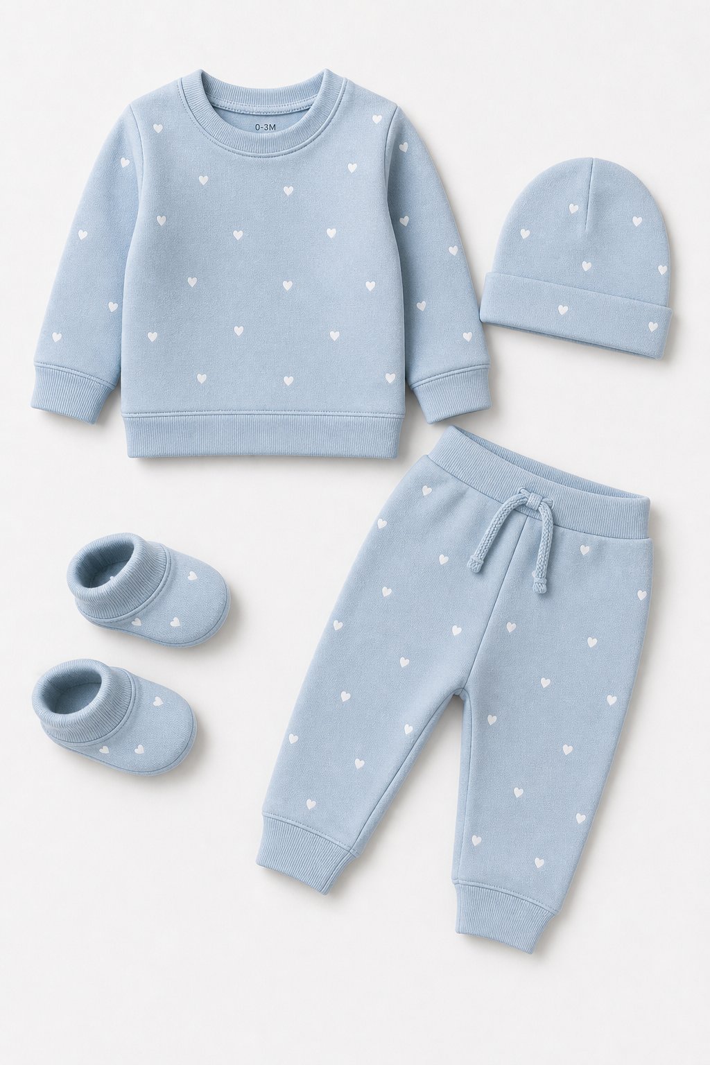 Mist Blue Heart Print 2-Piece Top & Short Set