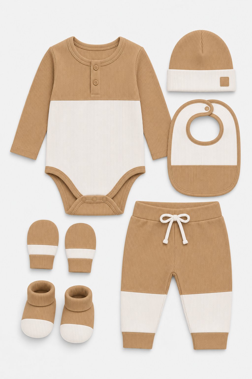 Camel Color-Block 3-Piece Layette Set
