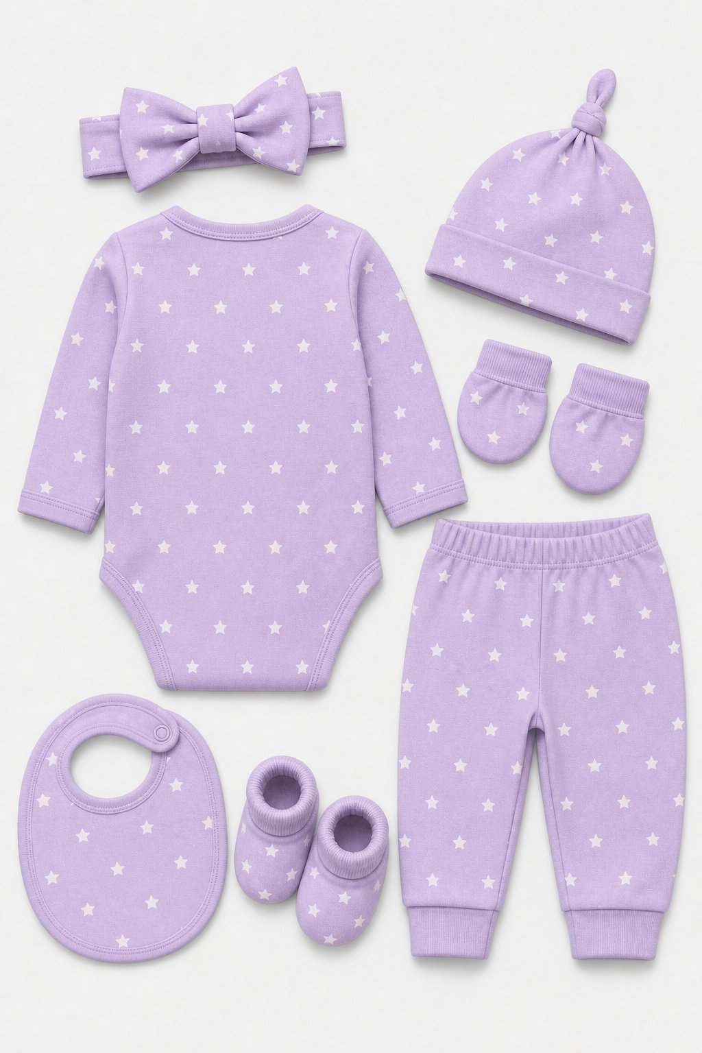 Lavender Star Print 2-Piece Overall Set view 2
