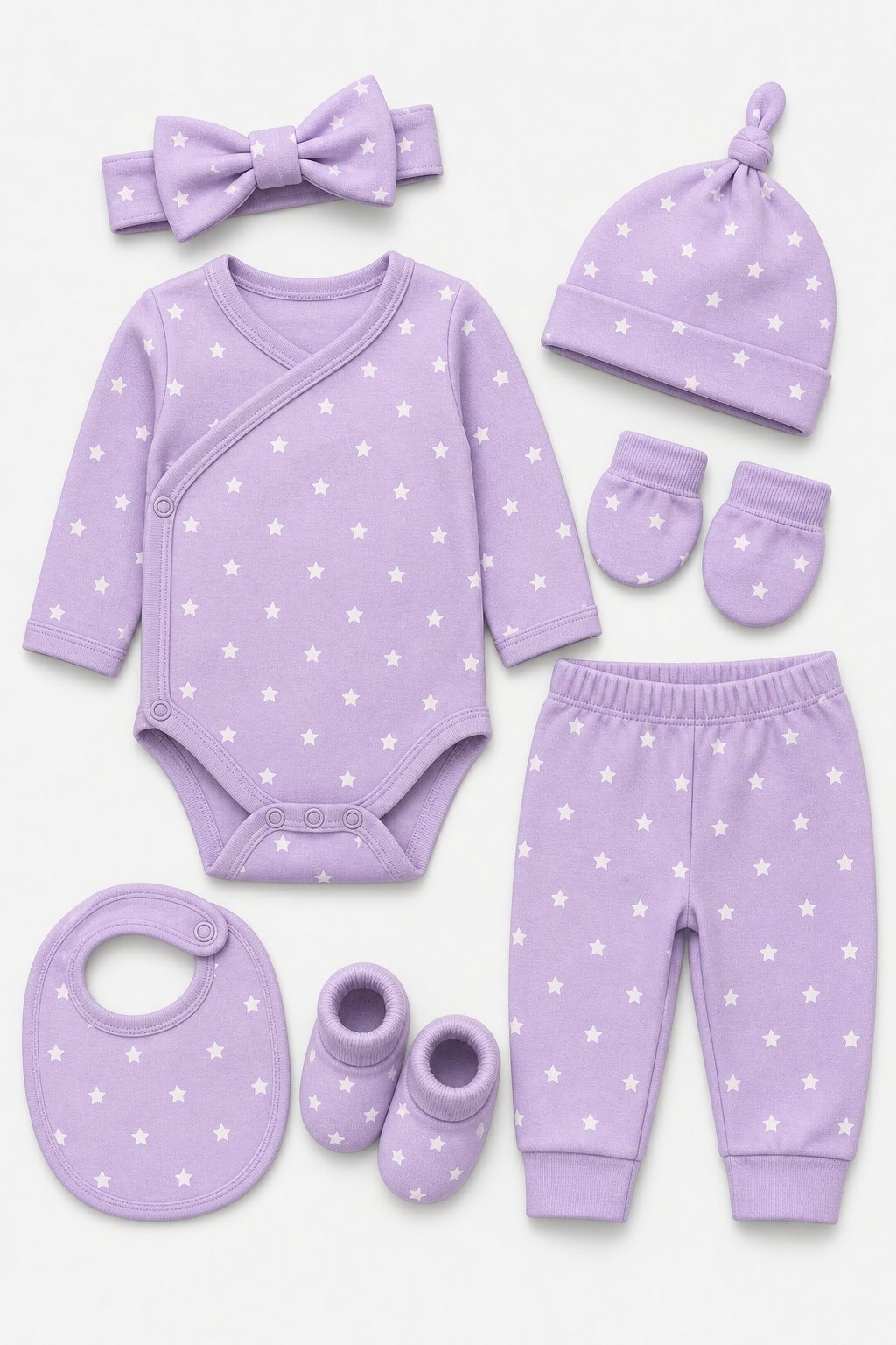 Lavender Star Print 2-Piece Overall Set