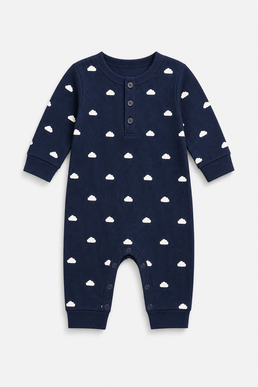 Navy Cloud Print 2-Piece Romper Set
