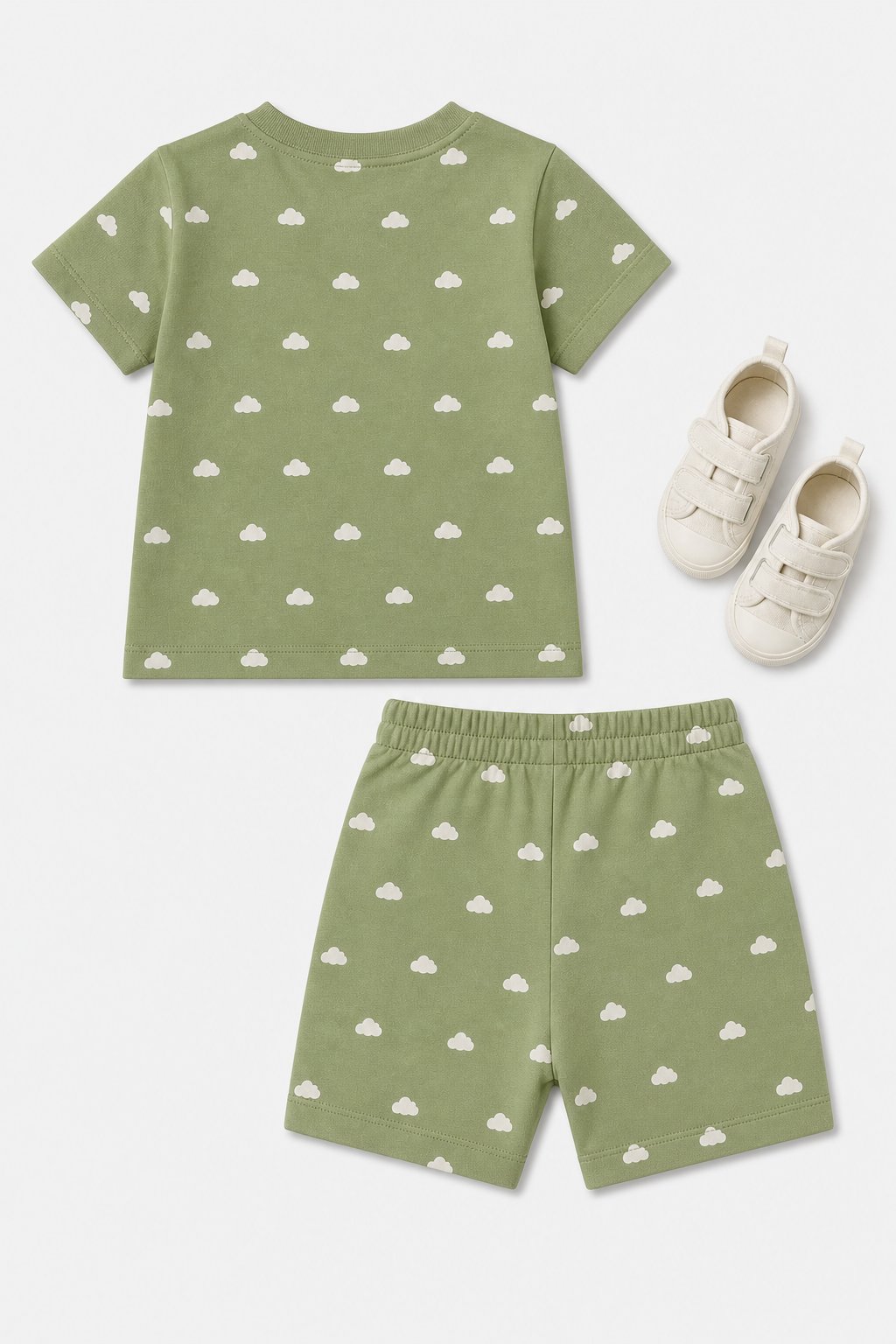 Sage Green Cloud Print 2-Piece Top & Short Set view 2