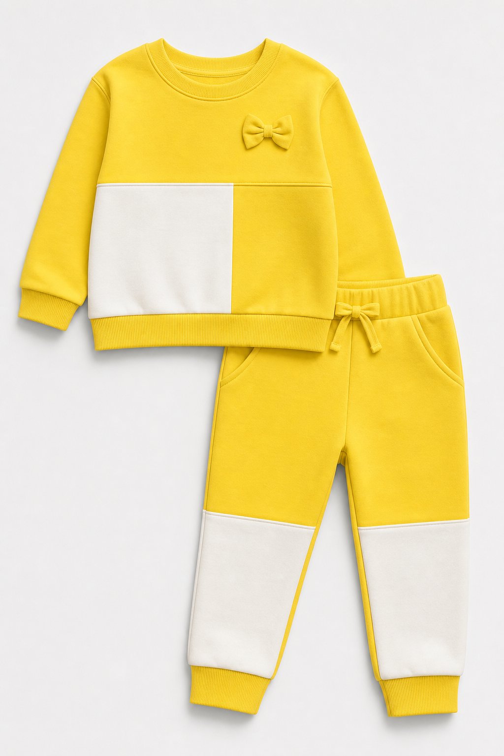 Buttercup Yellow Color-Block 2-Piece Overall Set