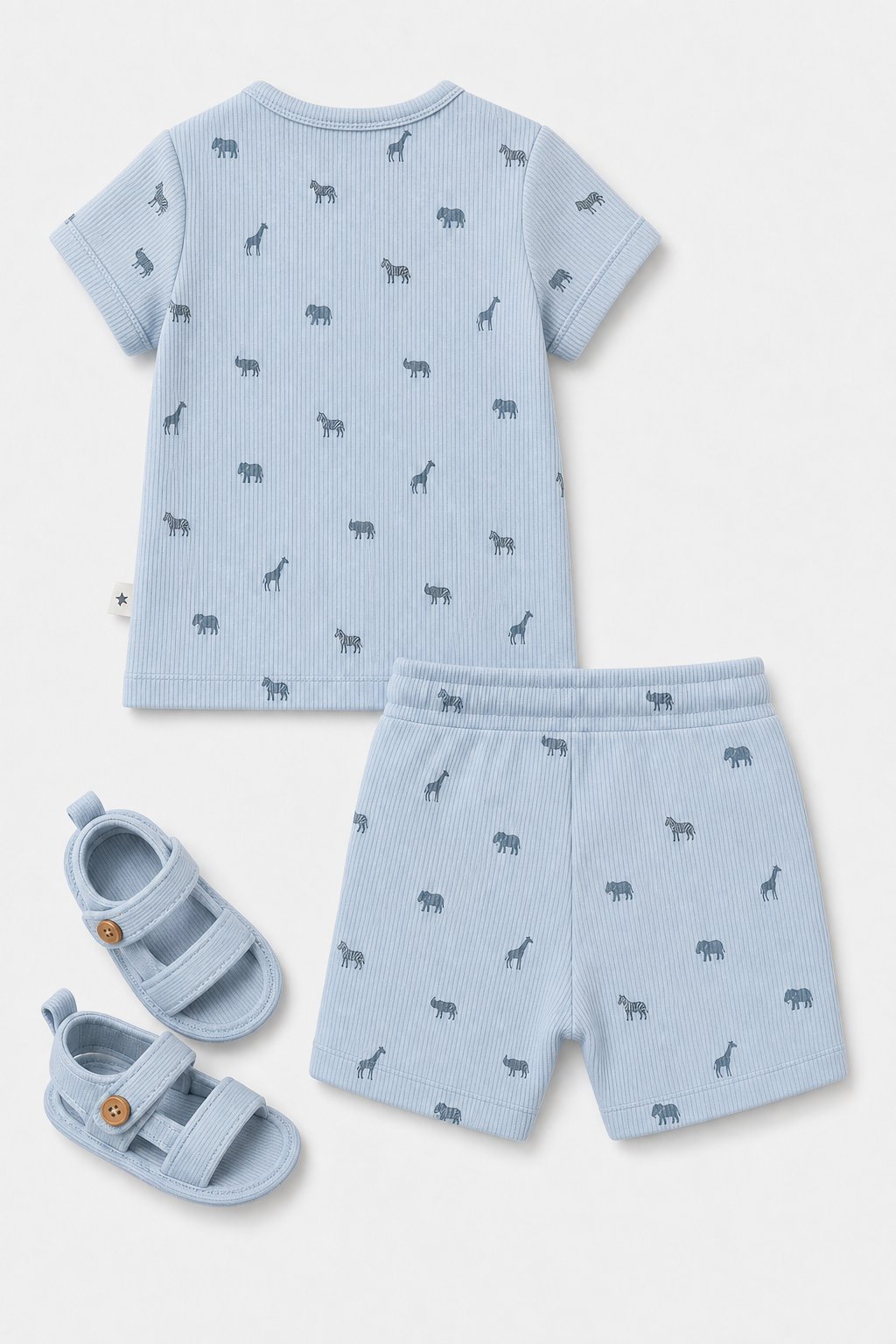 Mist Blue Safari Animal Print 2-Piece Top & Short Set view 2
