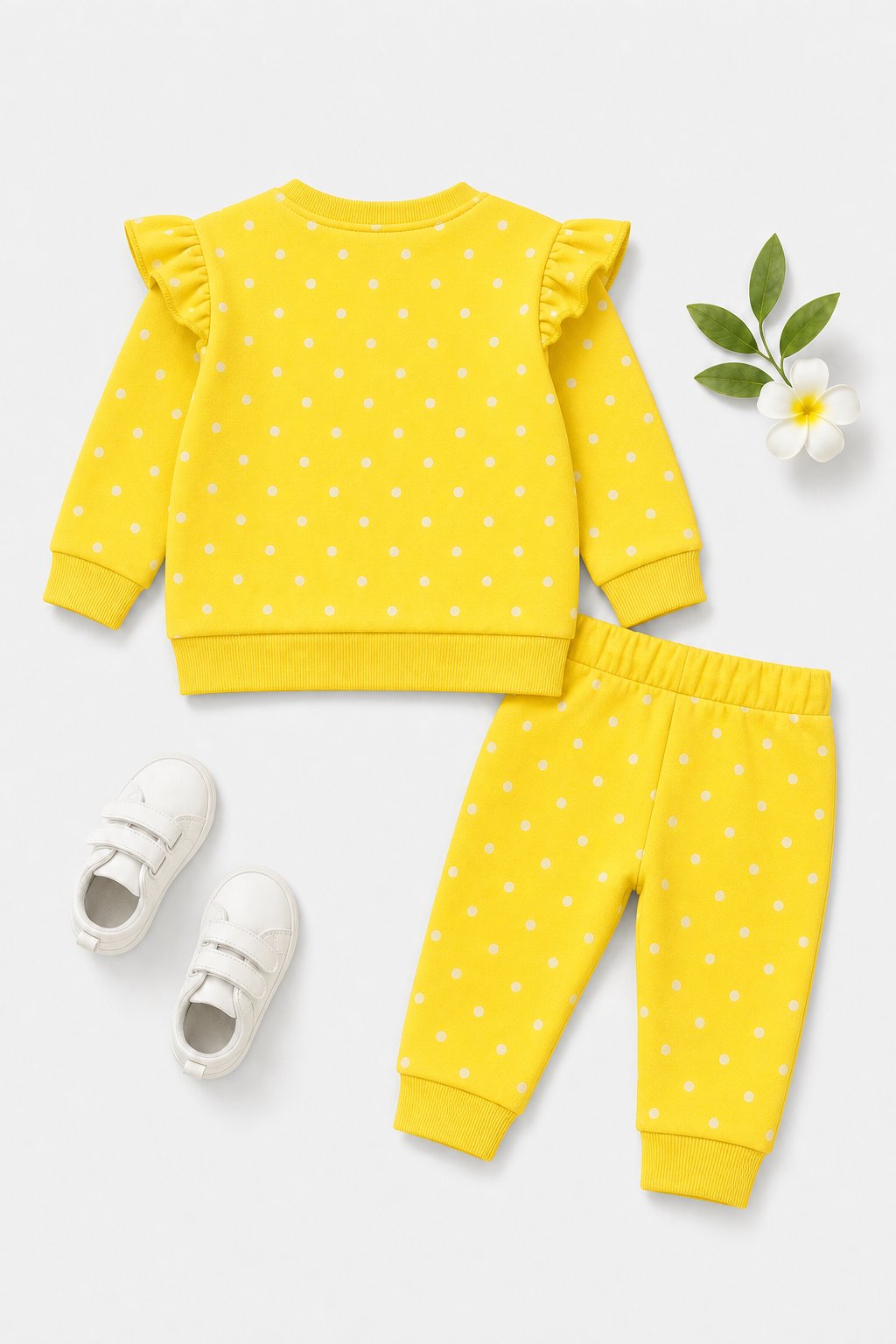 Buttercup Yellow Polka Dot 2-Piece Overall Set view 2