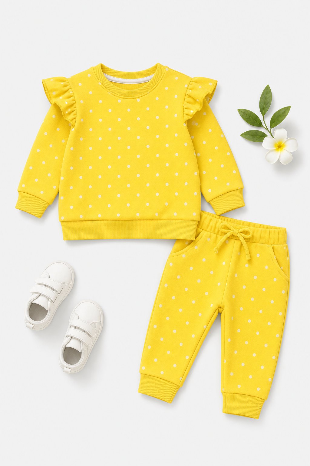 Buttercup Yellow Polka Dot 2-Piece Overall Set