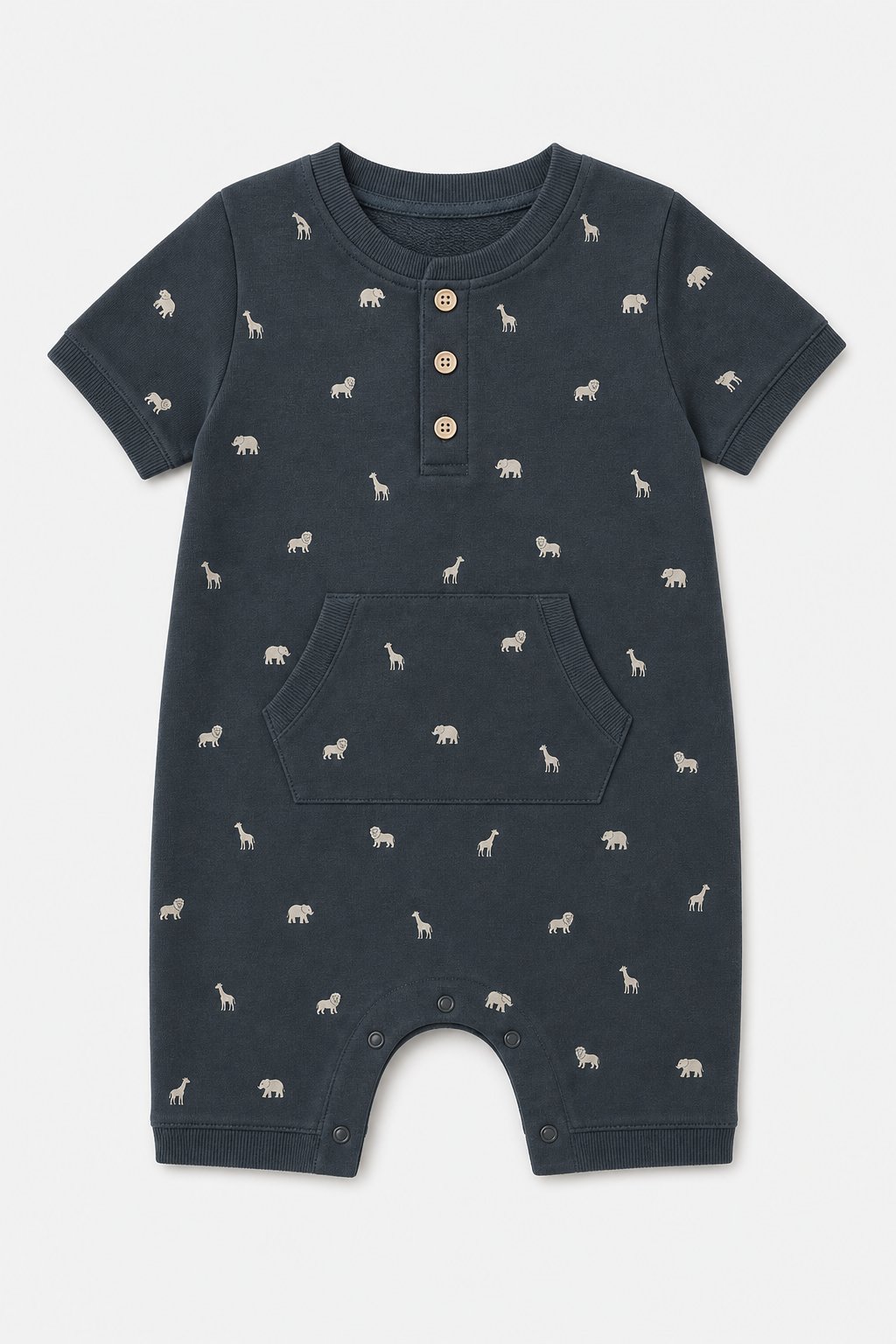 Charcoal Safari Animal Print 2-Piece Romper Set