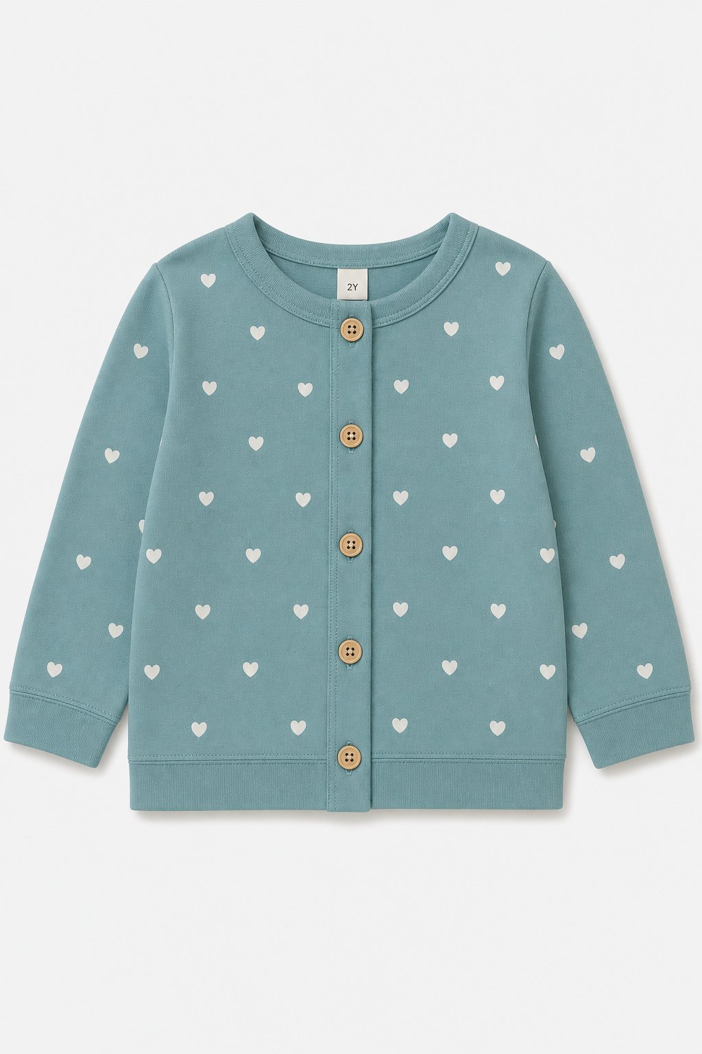 Dusty Teal Heart Print 3-Piece Cardigan Set