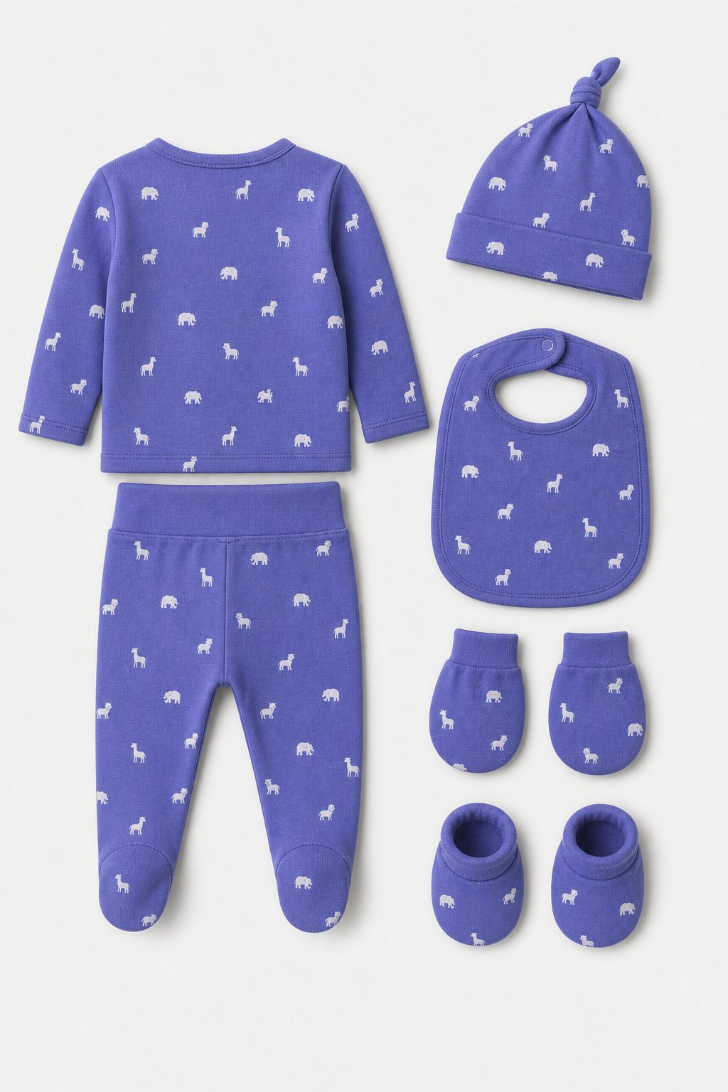 Slate Blue Animal Print 3-Piece Layette Set view 2