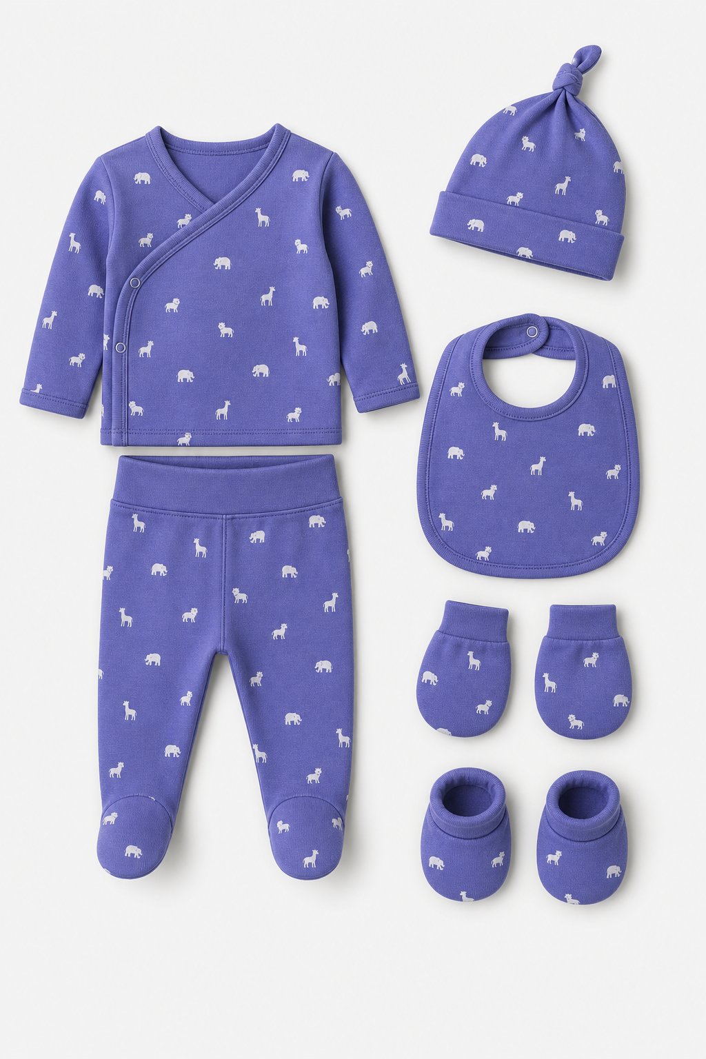 Slate Blue Animal Print 3-Piece Layette Set