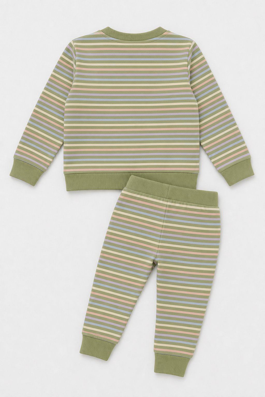 Sage Green Rainbow Stripe 2-Piece Overall Set view 2