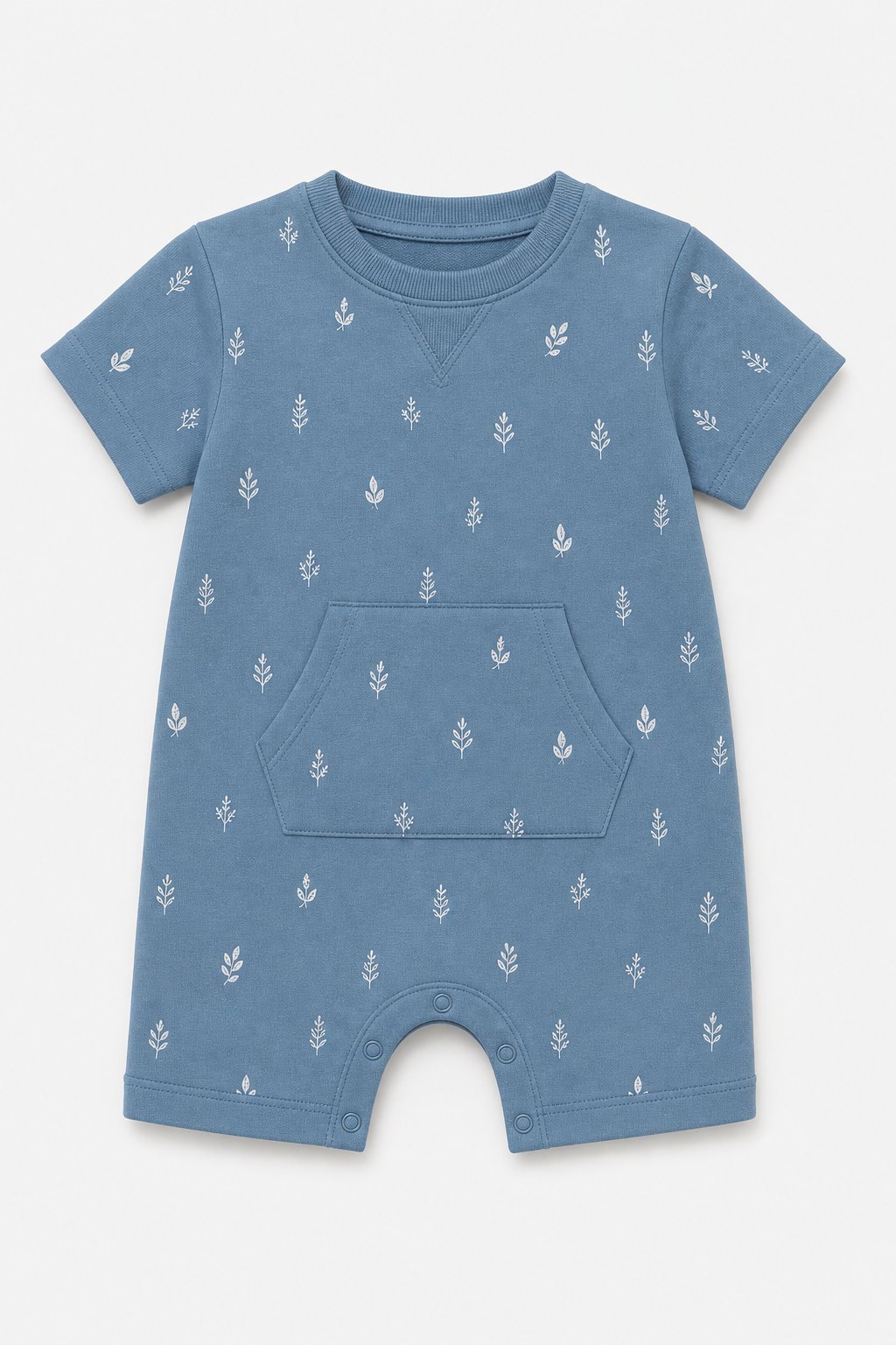 Denim Blue Botanical Print 2-Piece Romper Set