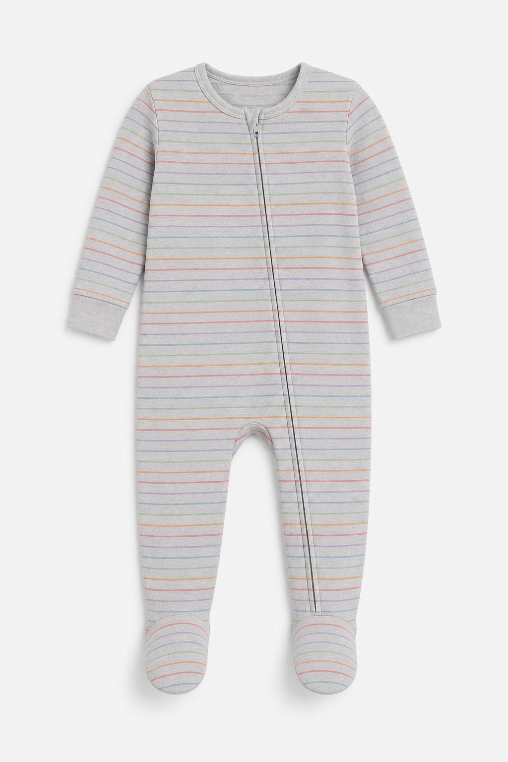 Heather Grey Rainbow Stripe Zip-Front Sleeper