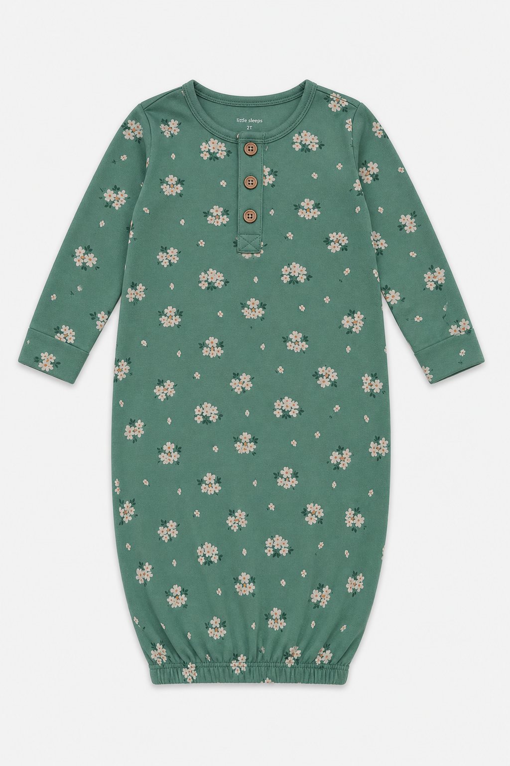 Spruce Green Floral Print Sleep Gown