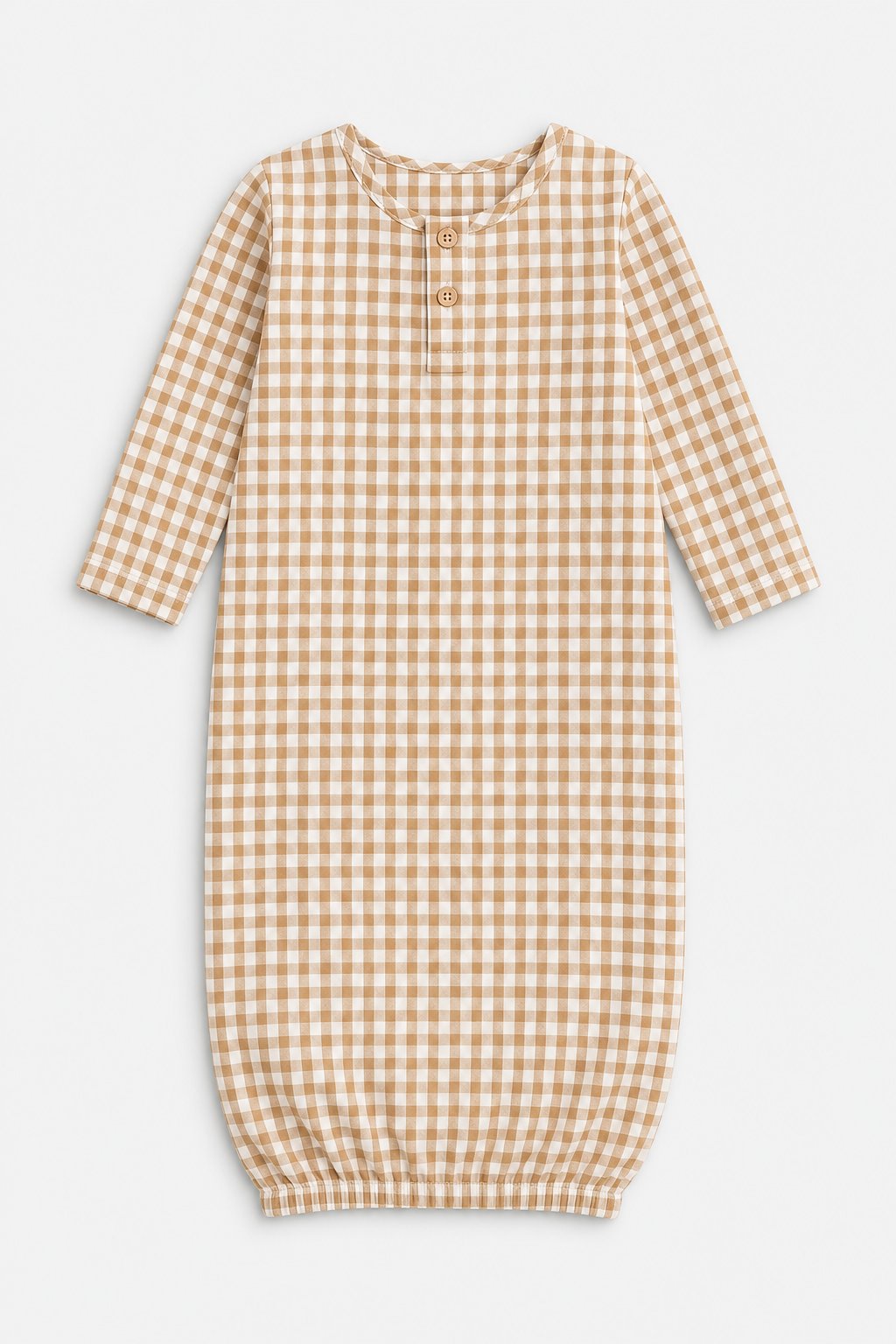 Camel Gingham Check Convertible Sleep Gown