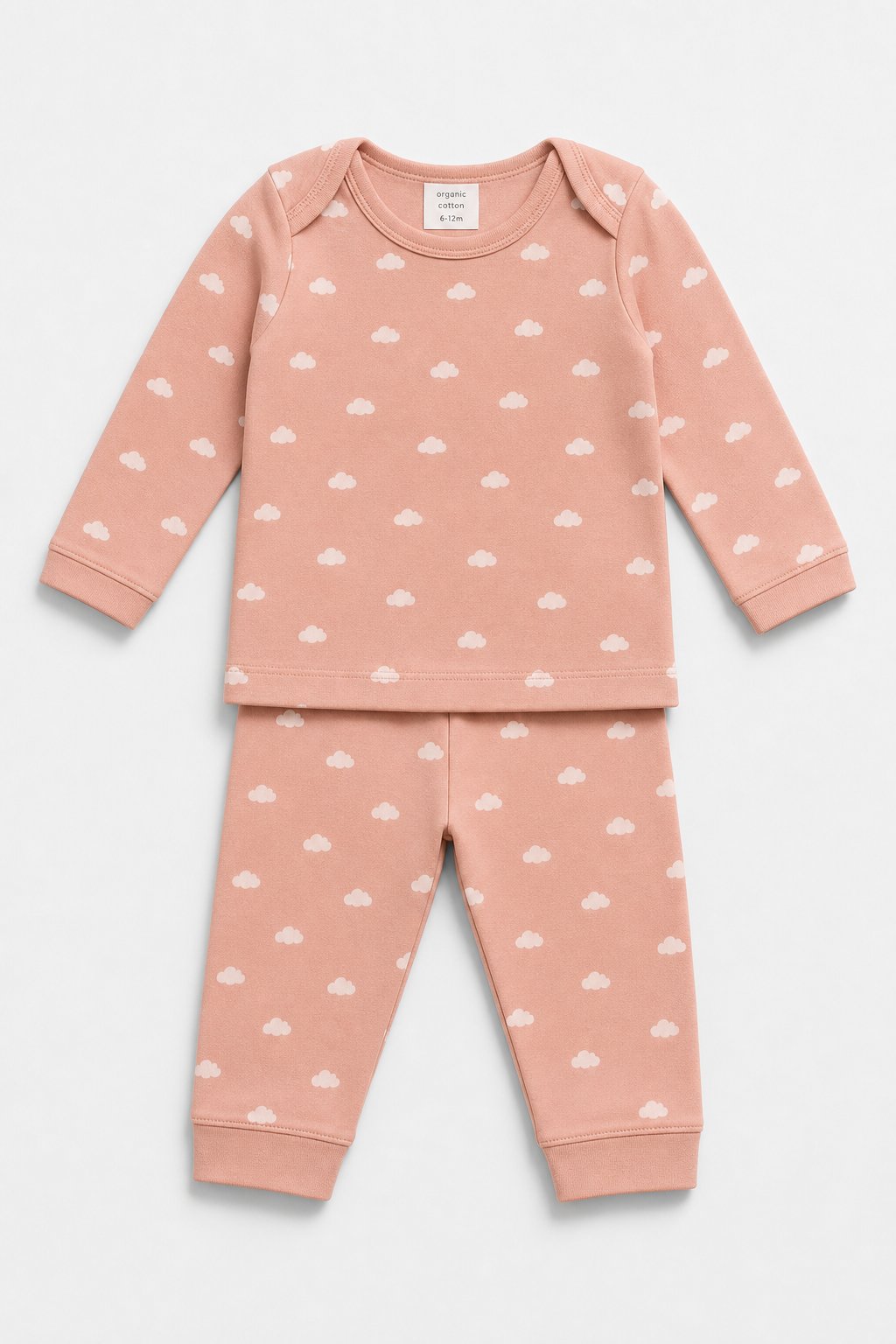 Dusty Rose Cloud Print 2-Piece Snug-Fit Pajamas