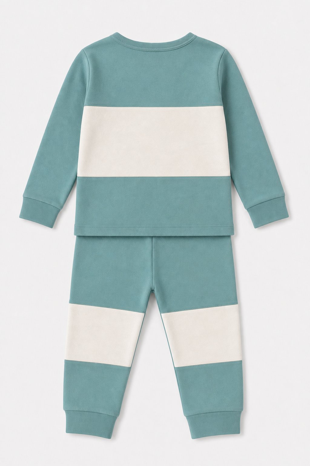 Dusty Teal Color-Block 1-Piece Footie Pajamas view 2