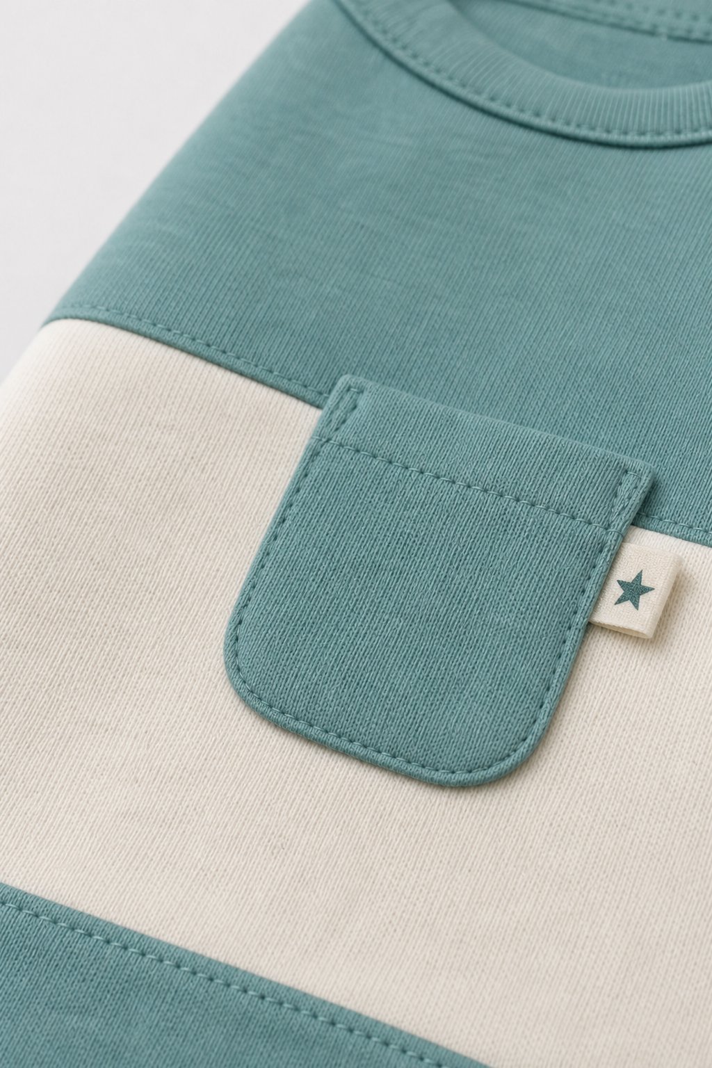 Dusty Teal Color-Block 1-Piece Footie Pajamas view 3