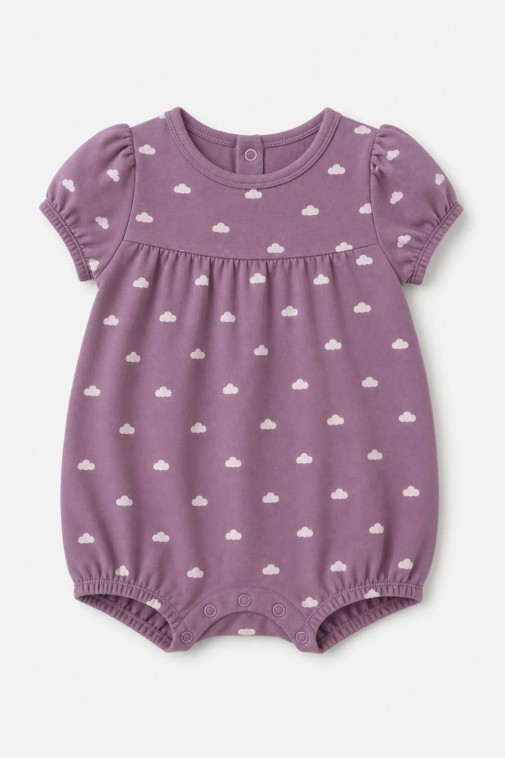 Dusty Plum Cloud Print Pajama Romper