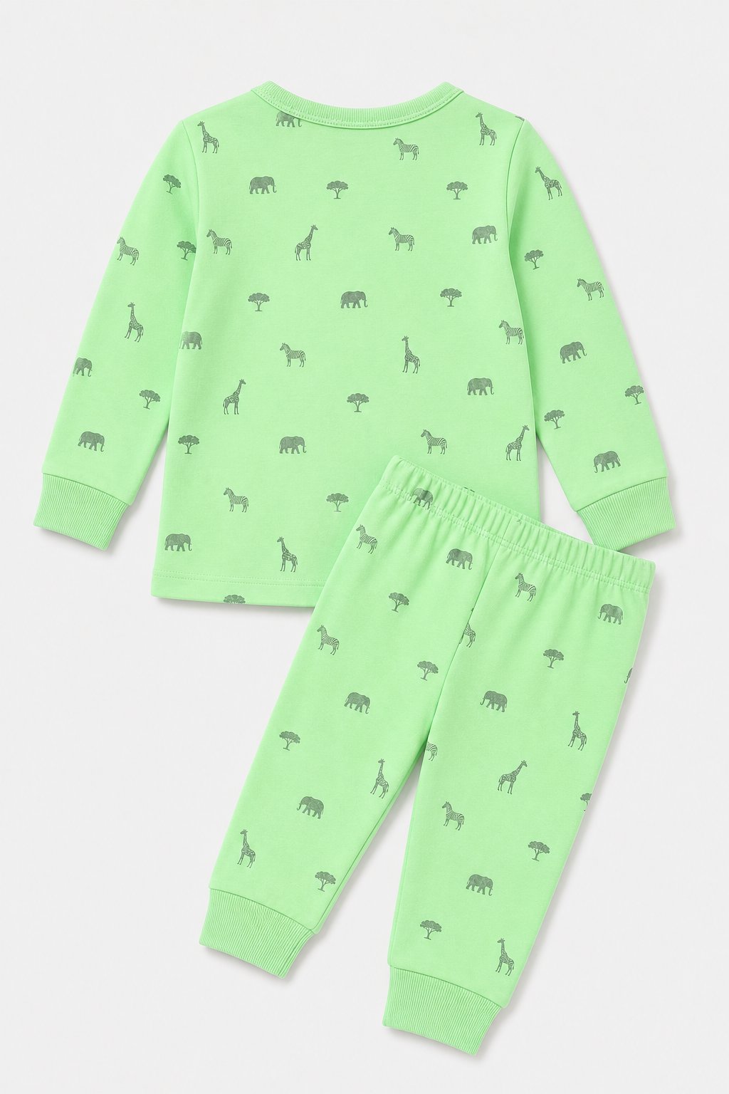 Mint Green Safari Animal Print 2-Piece Loose-Fit Pajamas view 2