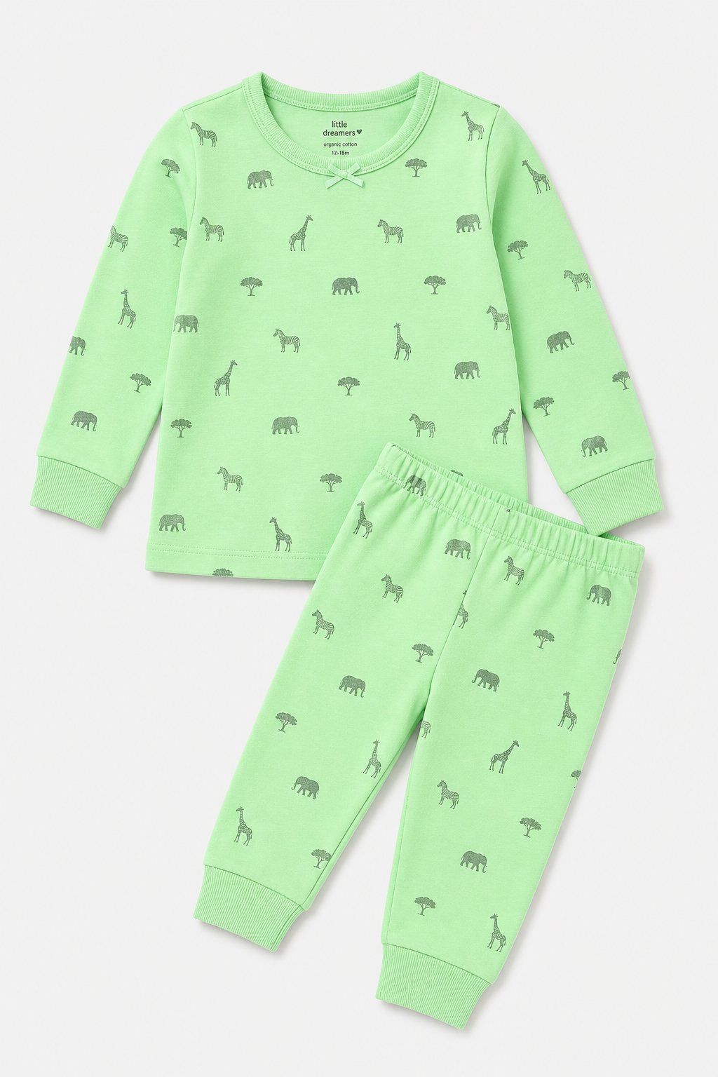 Mint Green Safari Animal Print 2-Piece Loose-Fit Pajamas