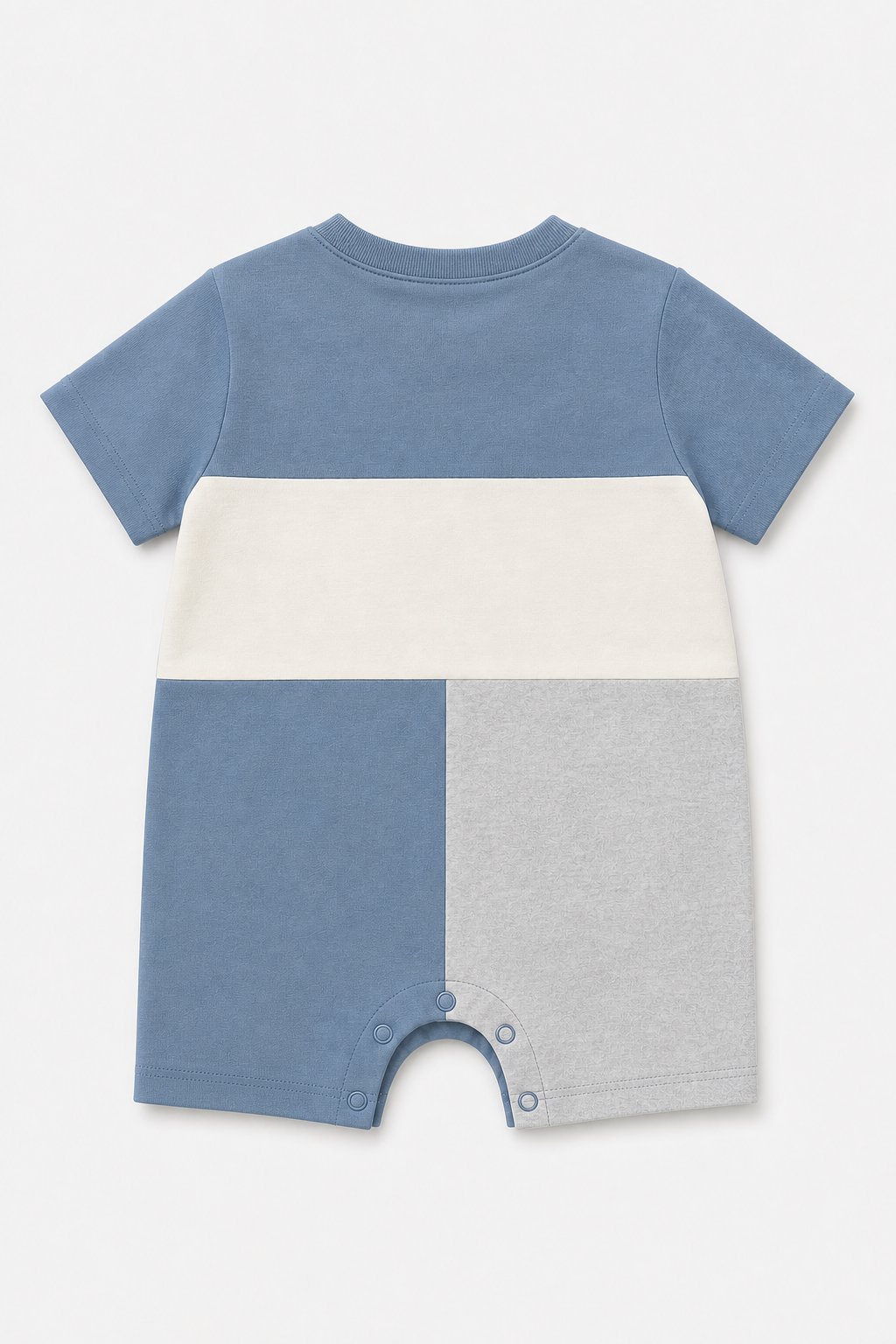 Denim Blue Color-Block Pajama Romper view 2