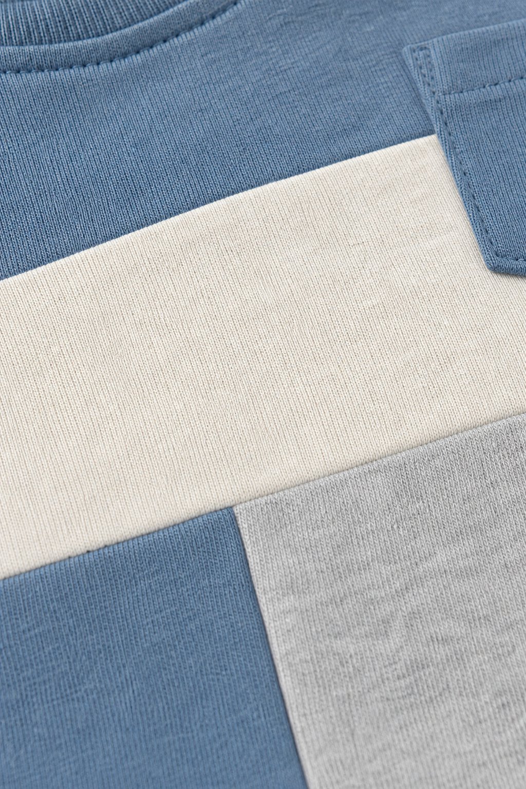 Denim Blue Color-Block Pajama Romper view 3