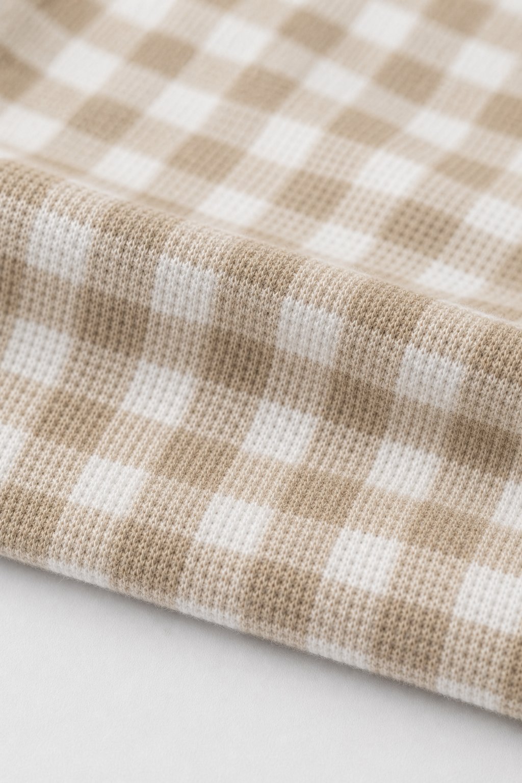 Soft Taupe Gingham Check 2-Piece Snug-Fit Pajamas view 3