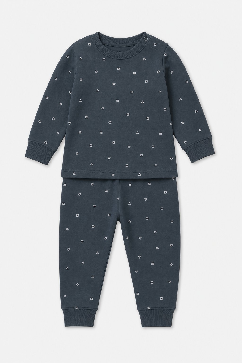 Charcoal Abstract Geometric 2-Piece Loose-Fit Pajamas
