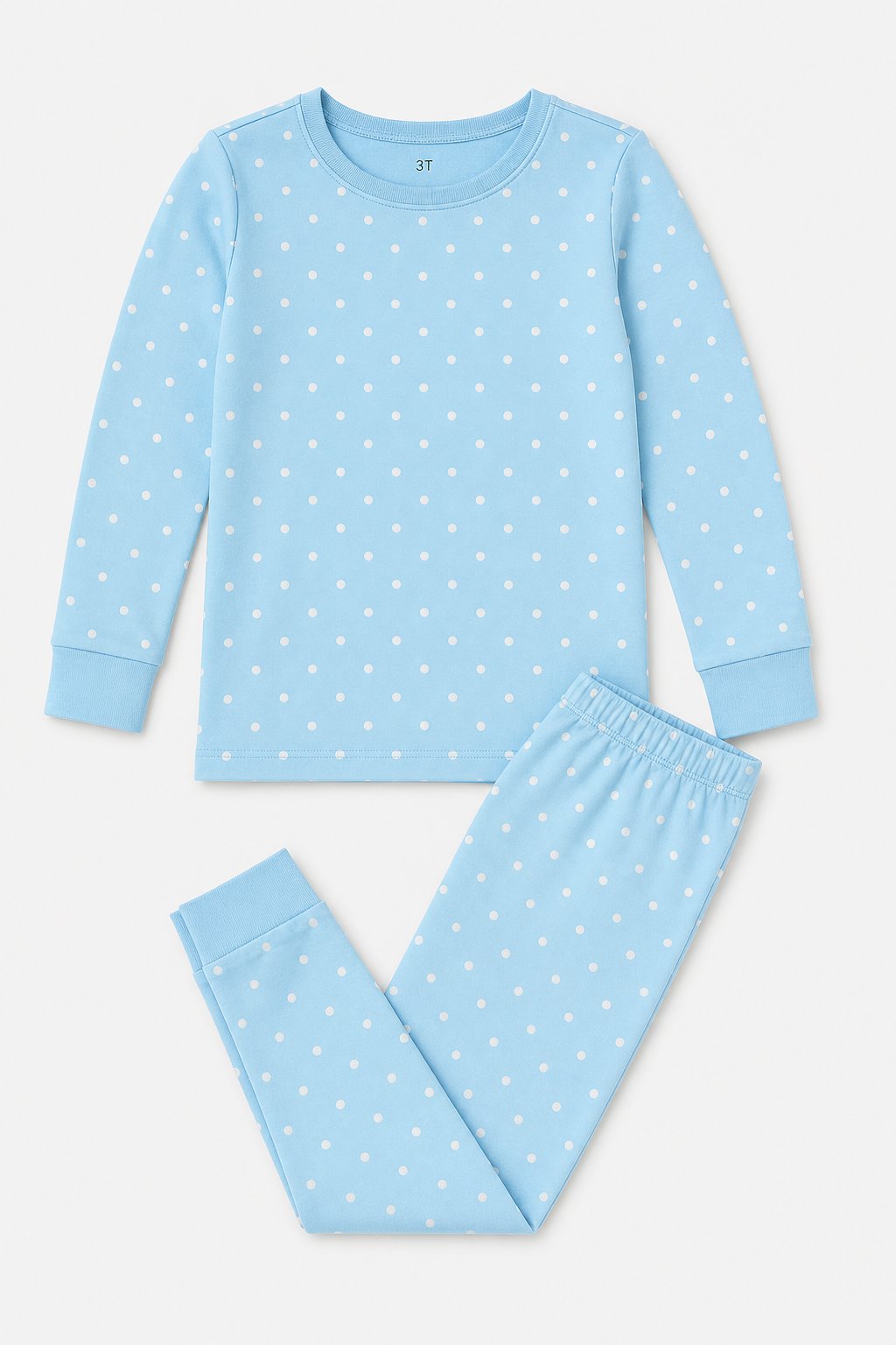 Sky Blue Polka Dot 2-Piece Snug-Fit Pajamas