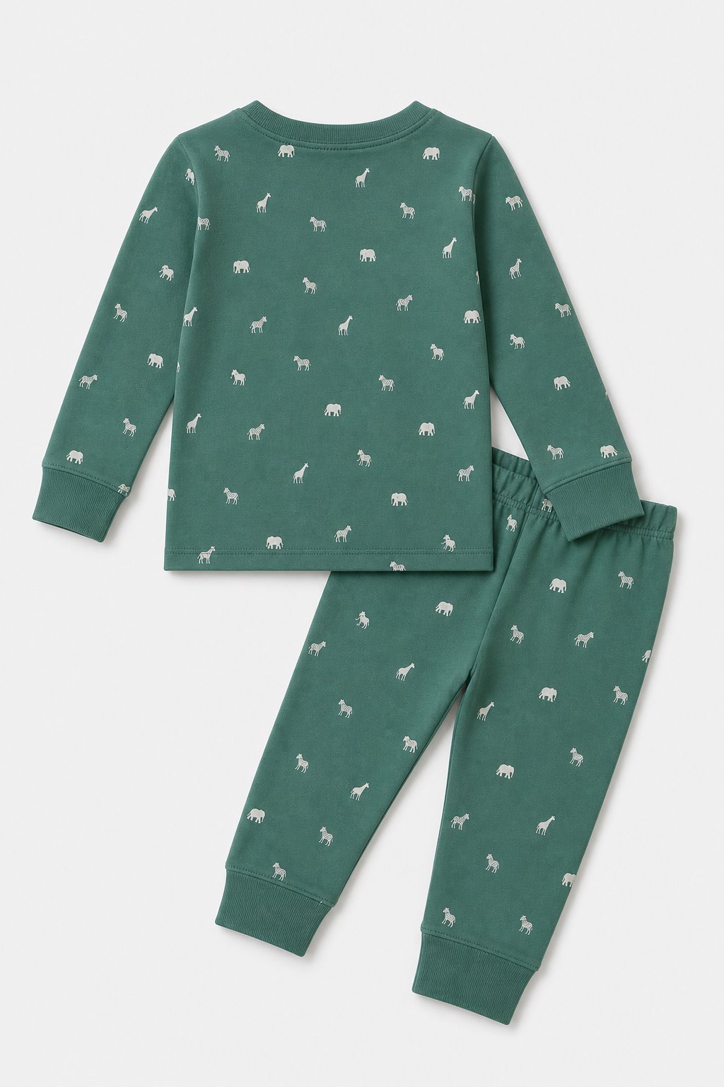 Spruce Green Safari Animal Print 1-Piece Footie Pajamas view 2