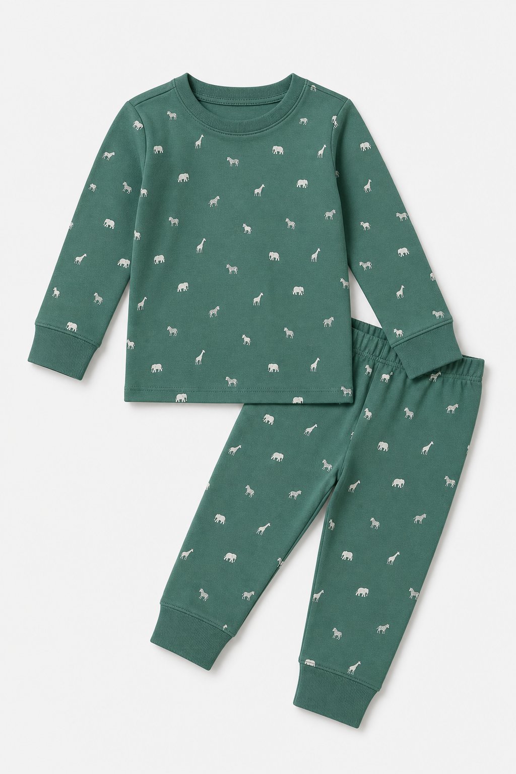 Spruce Green Safari Animal Print 1-Piece Footie Pajamas