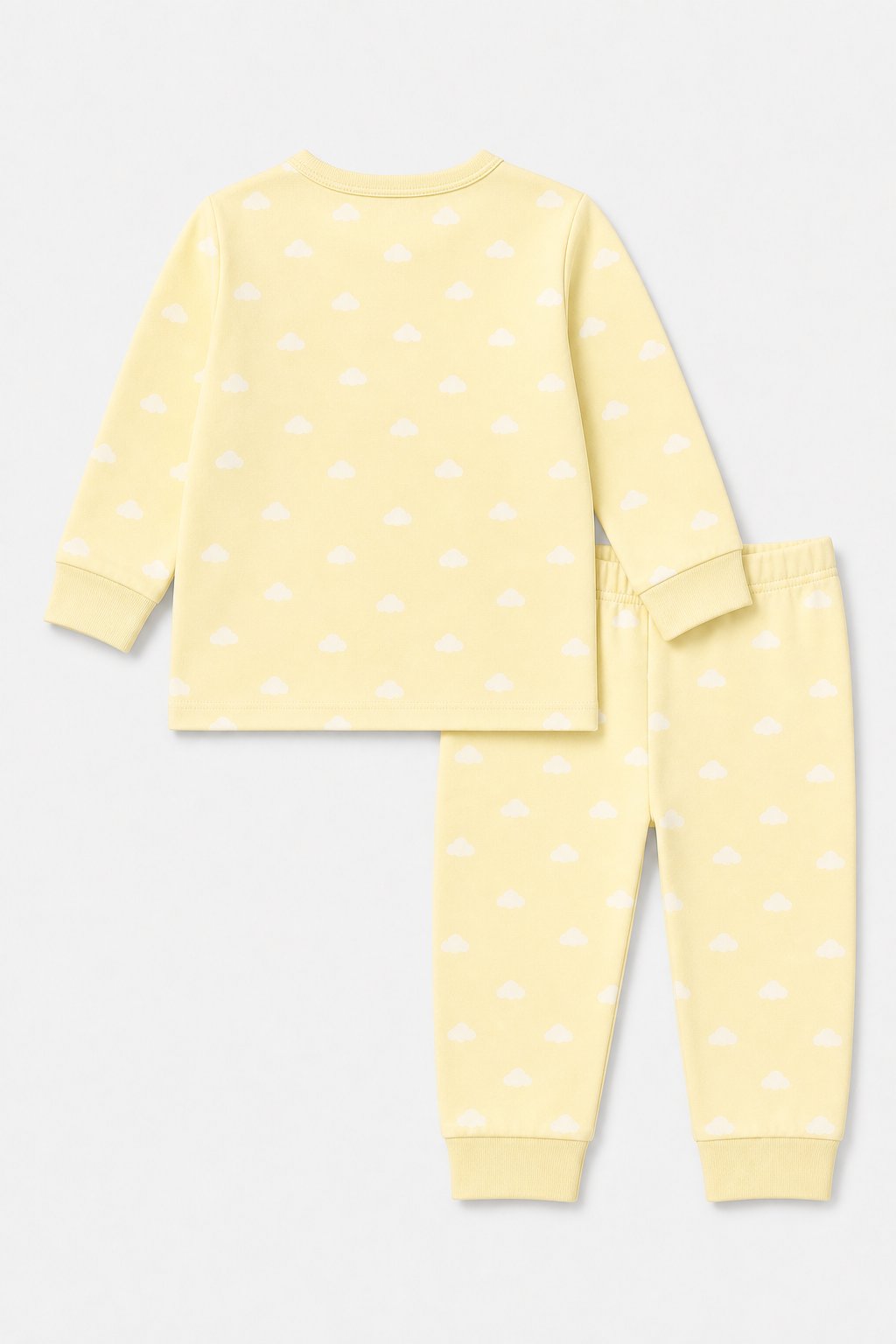 Butter Yellow Cloud Print 2-Piece Loose-Fit Pajamas view 2