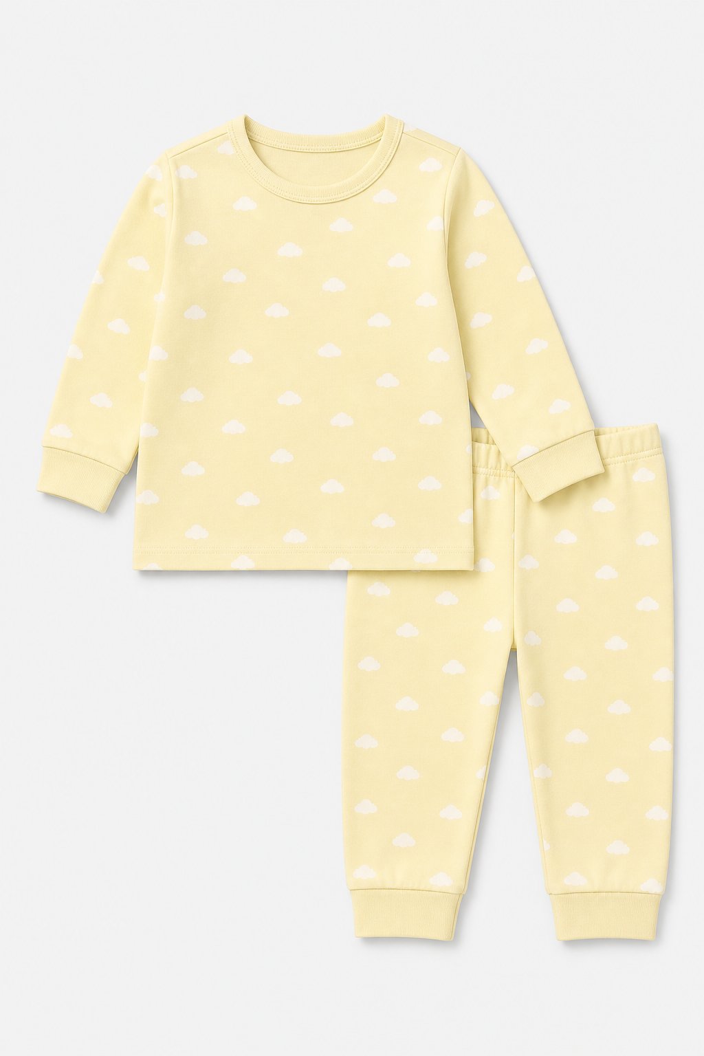 Butter Yellow Cloud Print 2-Piece Loose-Fit Pajamas