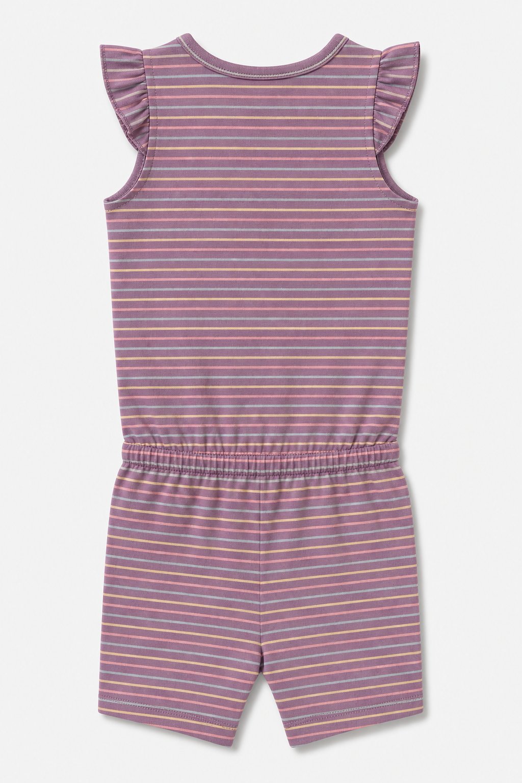 Dusty Plum Rainbow Stripe Pajama Romper view 2