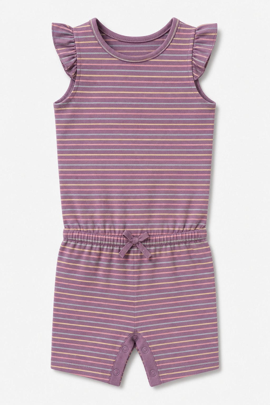 Dusty Plum Rainbow Stripe Pajama Romper