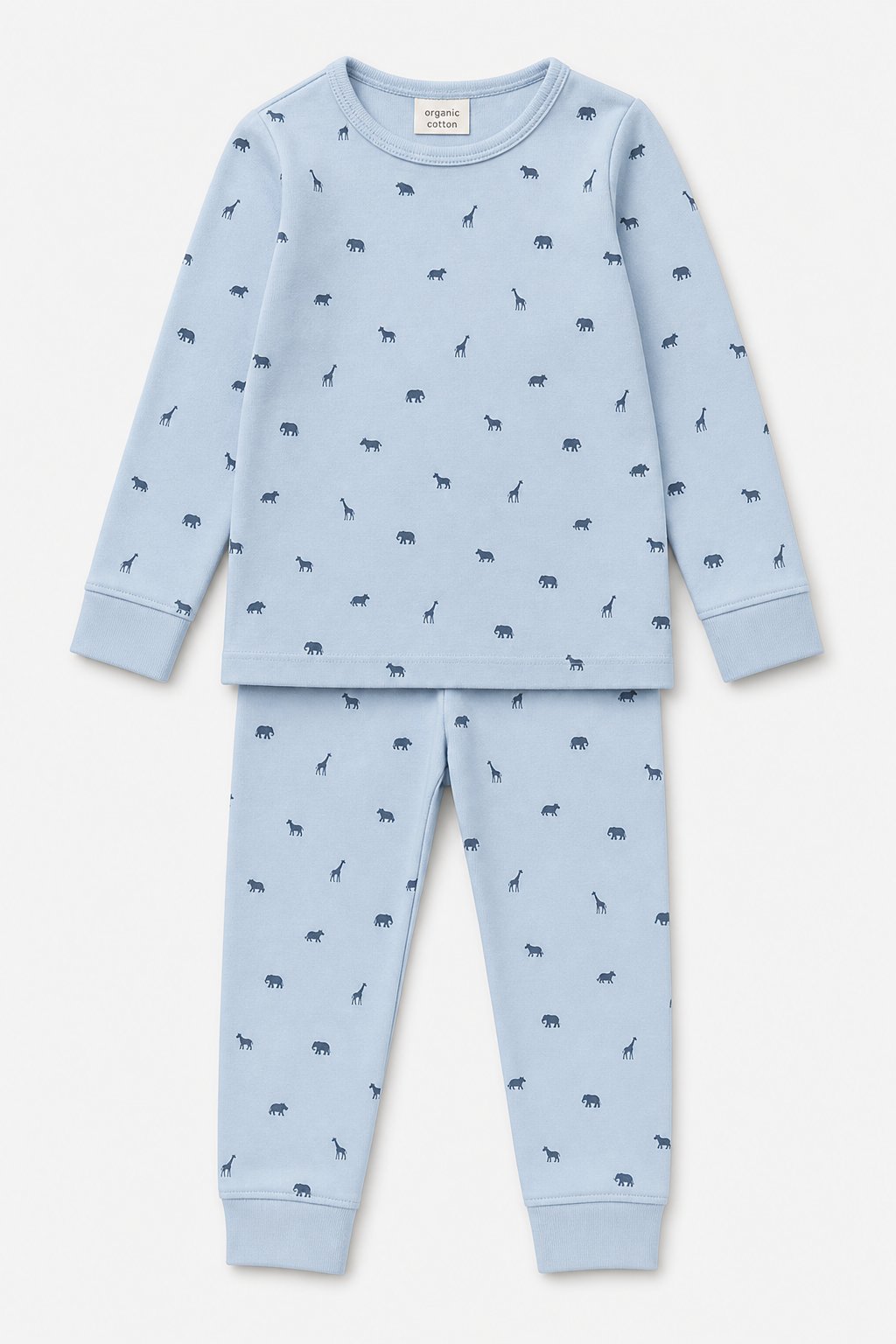 Mist Blue Animal Print 1-Piece Footie Pajamas