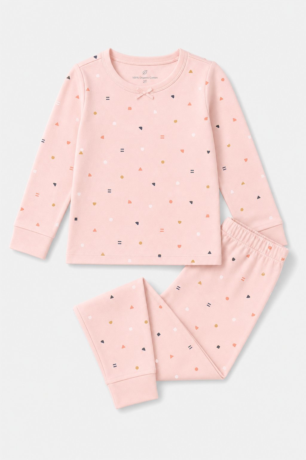 Blush Peach Abstract Geometric 2-Piece Loose-Fit Pajamas