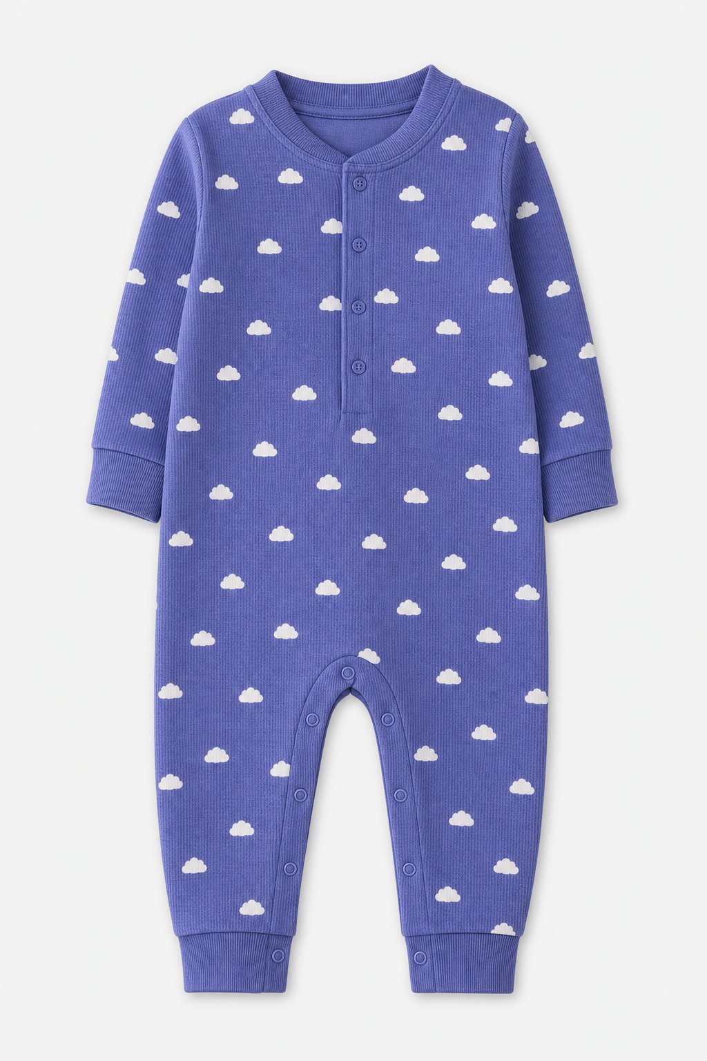 Slate Blue Cloud Print Pajama Romper