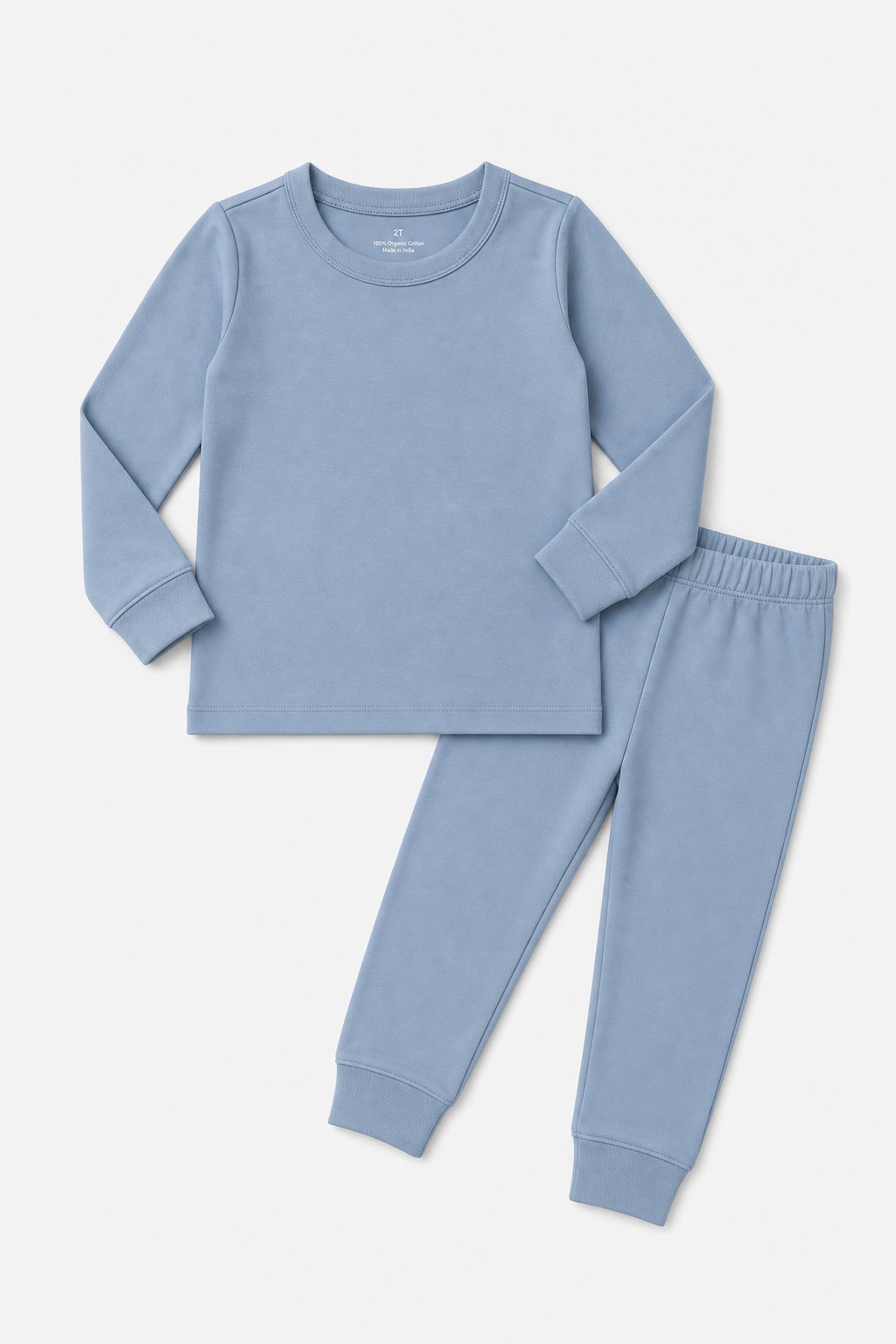Faded Denim Blue 2-Piece Snug-Fit Pajamas