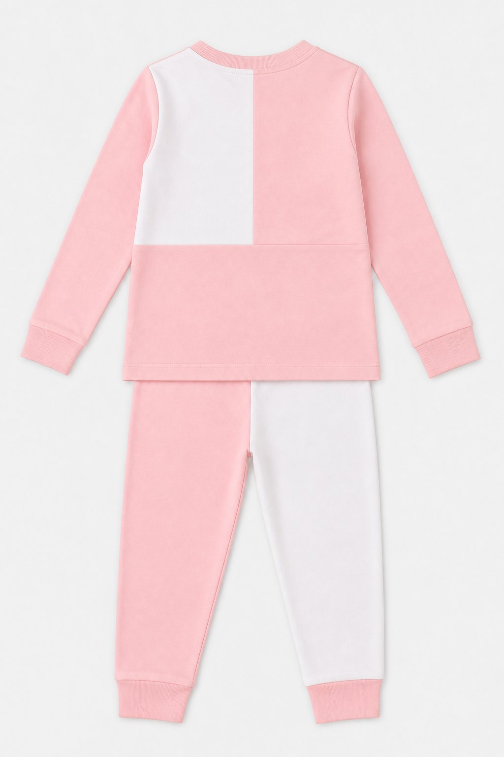 Soft Pink Color-Block 1-Piece Footie Pajamas view 2