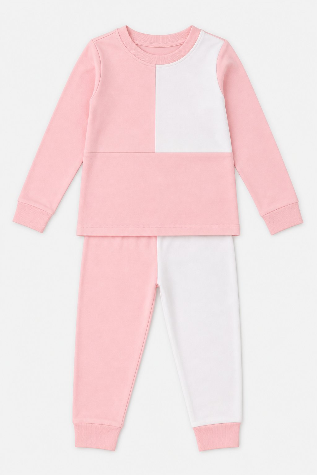 Soft Pink Color-Block 1-Piece Footie Pajamas