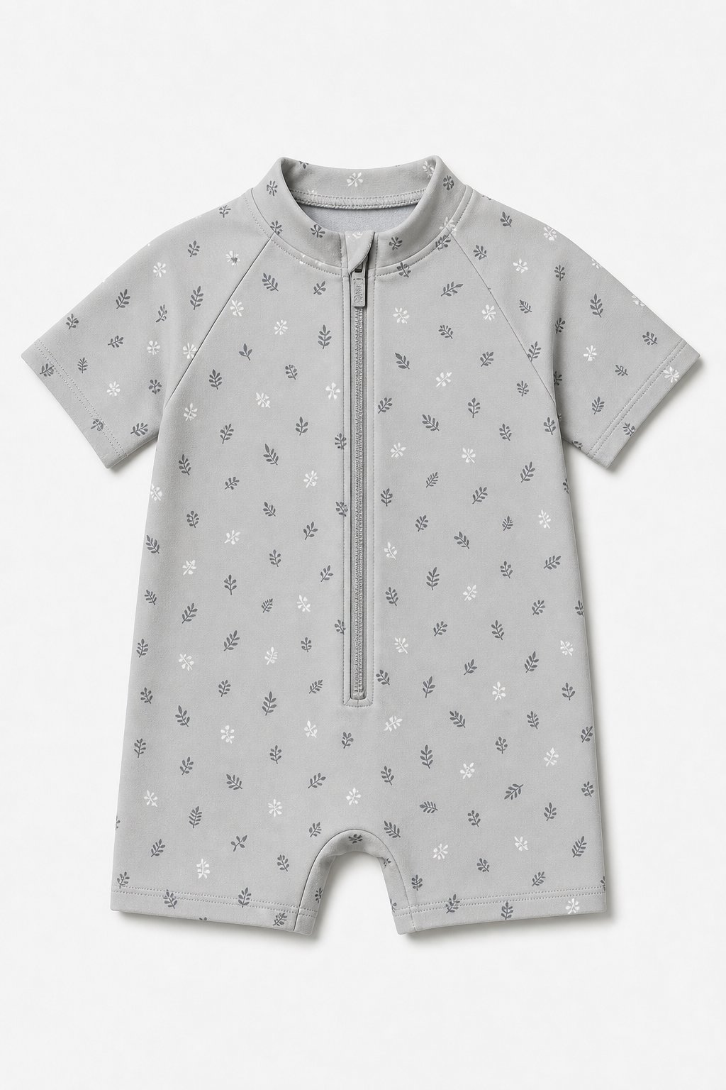 Heather Grey Botanical Print One-Piece Swimsuit