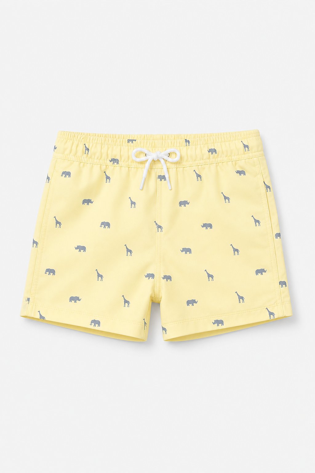 Butter Yellow Animal Print Swim Trunks