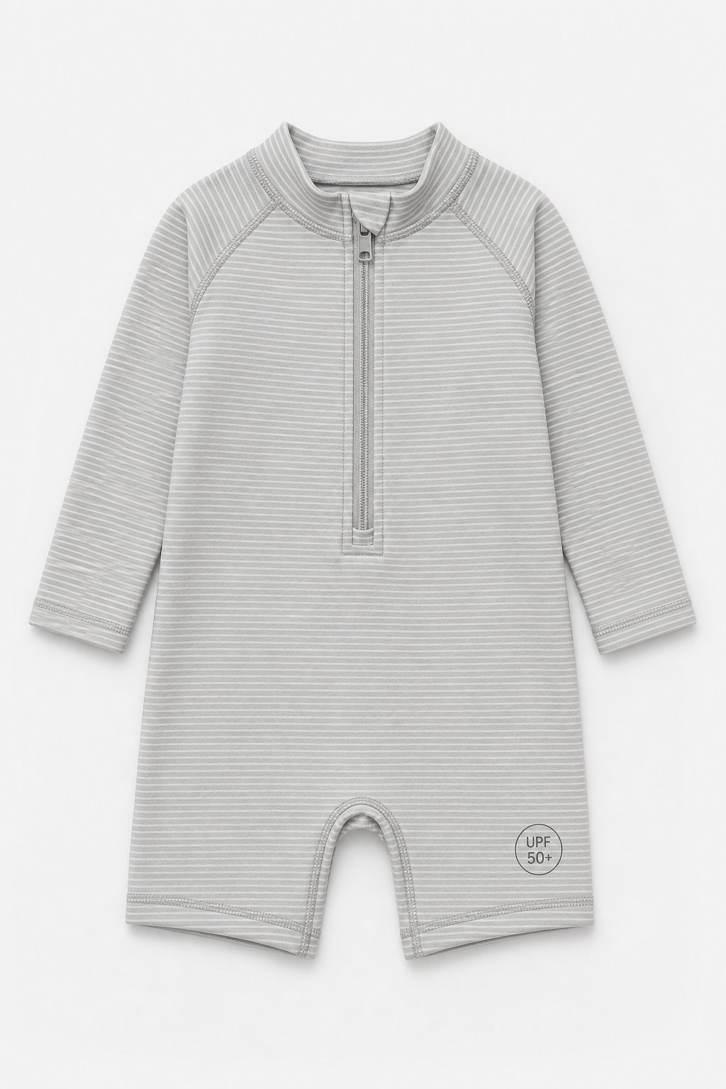 Heather Grey Thin Stripes Uv Sun Suit