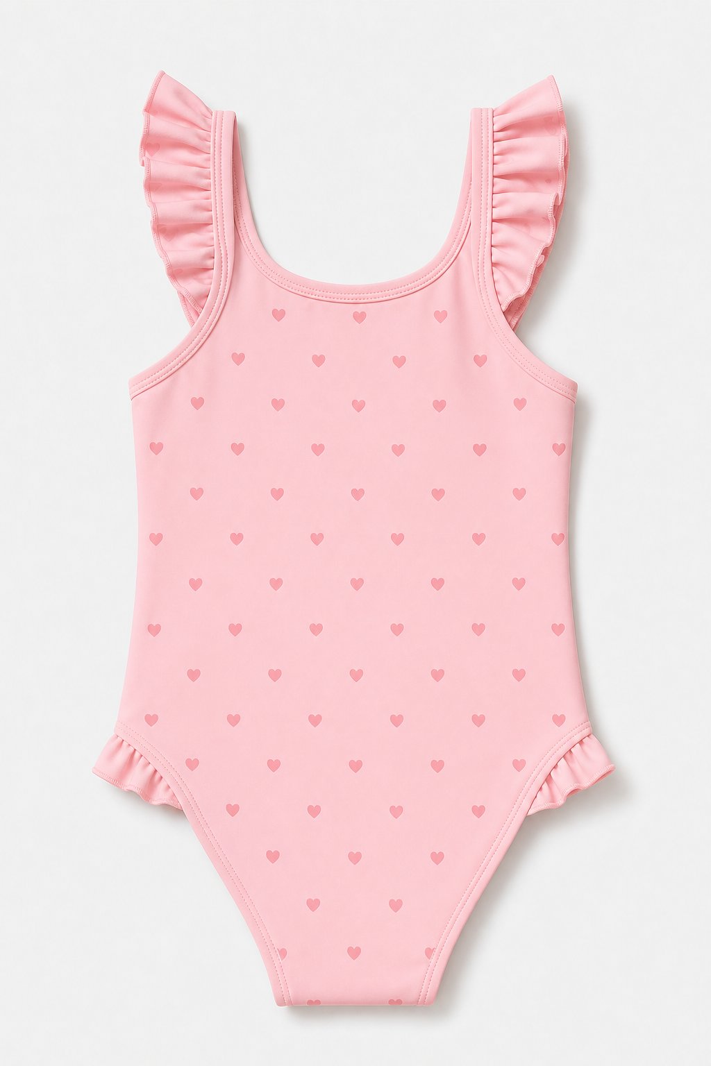 Soft Pink Heart Print One-Piece Swimsuit view 2