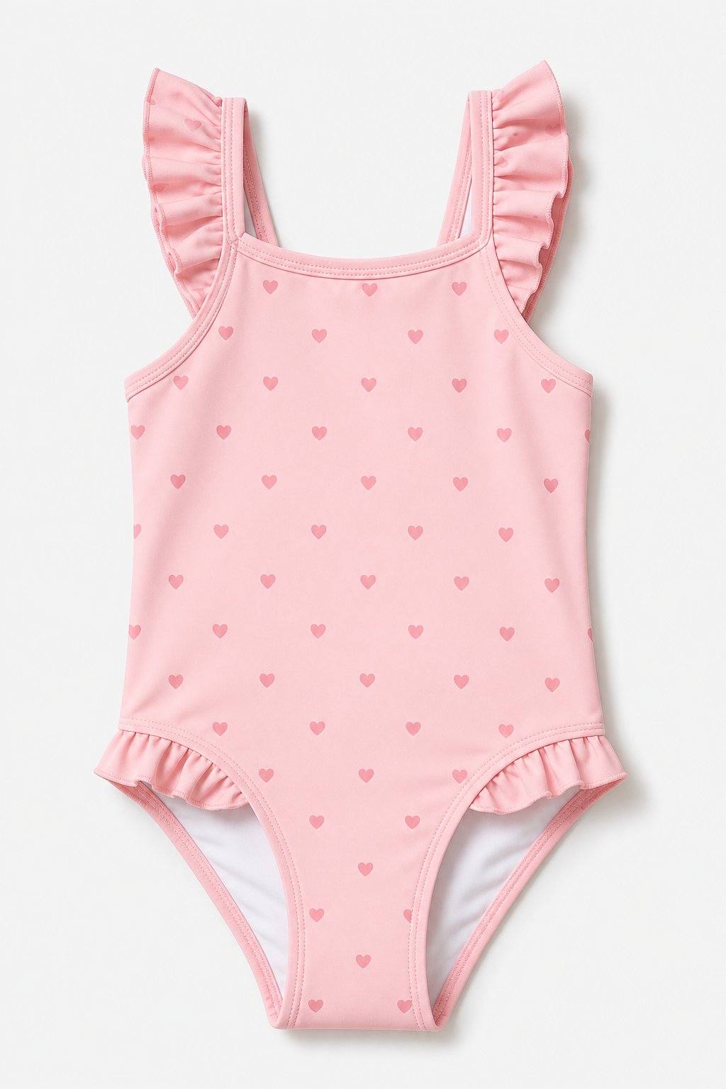 Soft Pink Heart Print One-Piece Swimsuit