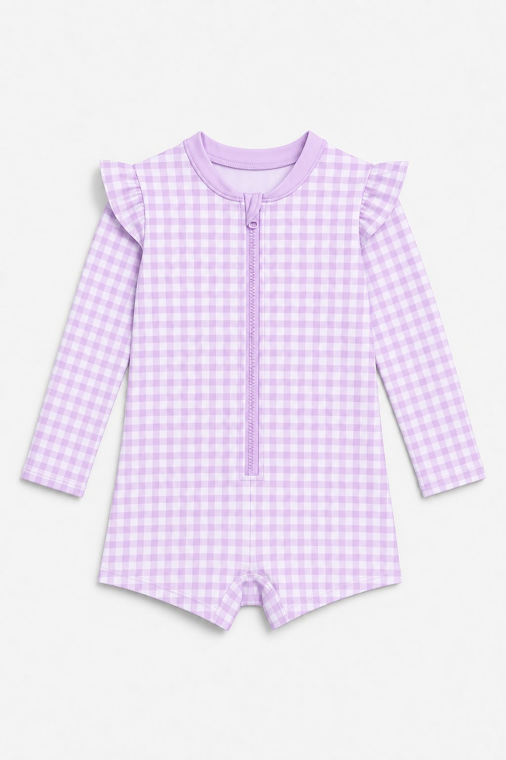 Mauve Gingham Check Uv Sun Suit