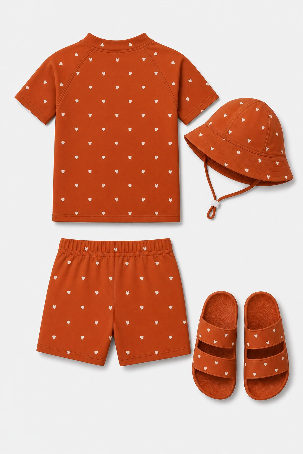 Rust Heart Print Rash Guard Set view 2